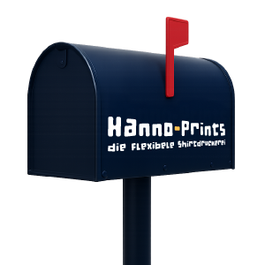 Hanno-Prints Briefkasten auf Stange in Dunkelblau mit Logo